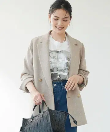 새상품 그린 라벨 릴랙싱 트위드 박스 더블 자켓 [ M ]