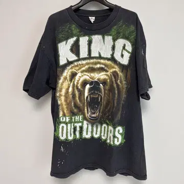 빈티지 베어 킹 오브 디 아웃도어즈 밴드 T셔츠 애니멀 할리