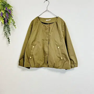 simplicite [프리] 노카라 자켓 올리브 숏 기장