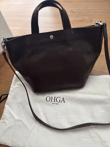 OHGA 토트백 숄더 천연 가죽 브라운