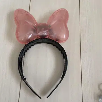 레트로 리본형 헤어밴드 핑크 투명