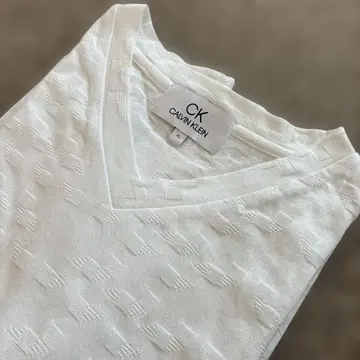 CALVIN KLEIN V넥 긴팔 티셔츠 화이트