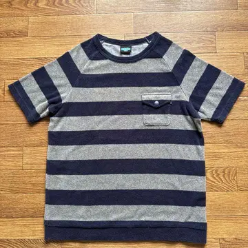 KAVU 카부 반팔 셔츠 파일 원단 보더 아웃도어 구제 의류 USA