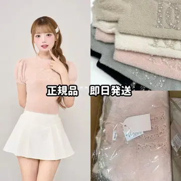 다리치 팬시 비즈 DD 로고 니트 탑