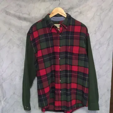 90년대 Eddie Bauer 울 체크 BD 셔츠