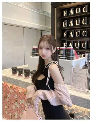 Lumignon 리본 숄더 니트 원피스 뤼미뇽 블랙