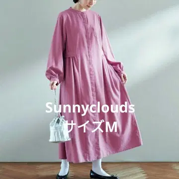 써니클라우드 화려한 원피스 긴팔 린넨 혼방 핑크 M