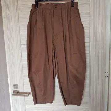 바바구리 미사용품 브라운 면 넉넉한 벌룬 팬츠 요건 레일