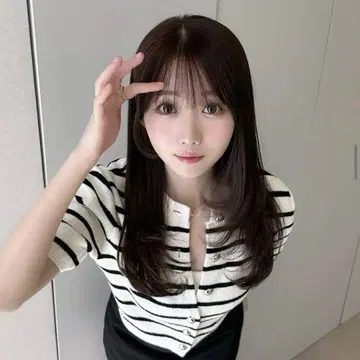 H&M 반팔 보더 가디건 S
