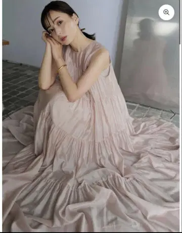 아뉴앙스 텐셀 리치 오간자 티어드 원피스 핑크 베이지