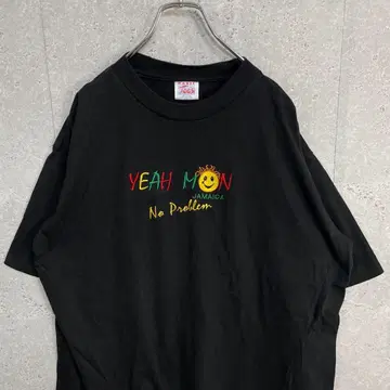 MAGIC TEES 90년대 싱글 스티치 자수 블랙 티셔츠 2XL