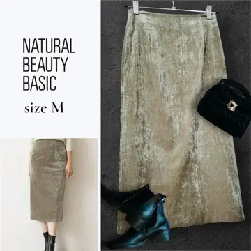 NATURAL BEAUTY BASIC 벨로아풍 타이트 스커트 M 고급