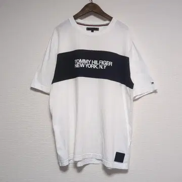 TOMMY HILFIGER 로고 화이트 티셔츠 XL 사이즈