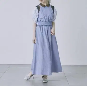 [단시간 실내에서 1회 착용] FURFUR 믹스 마테리얼 드레스