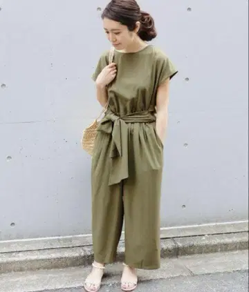 IENA 리본 조젯 올인원 카키