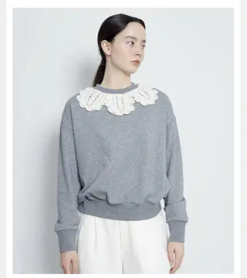 뮈베르 레이스 카라 그레이 맨투맨 티셔츠