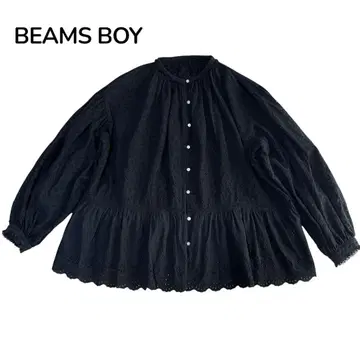 새상품급 BEAMS BOY 컷워크 스모크 롱 슬리브 블랙