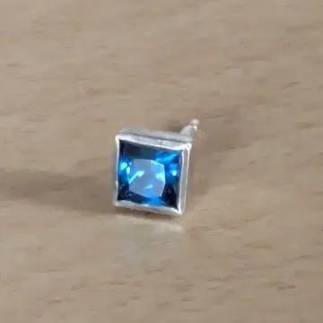 실버 925 파란색 사각 귀걸이 한쪽 귀걸이