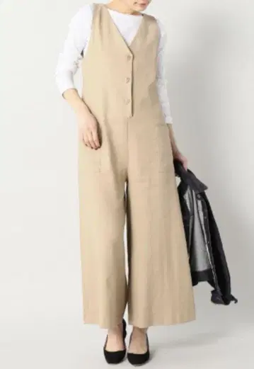 SLOBE IENA 마 혼방 멜빵 올인원 베이지 L 사이즈