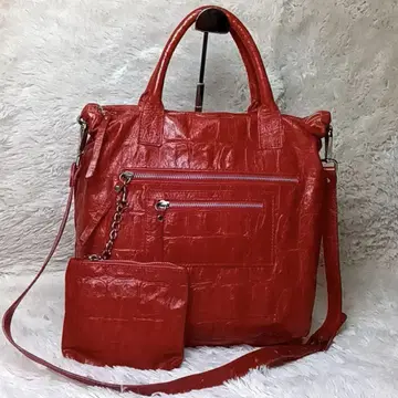 GIANNI CHIARINI 2WAY 숄더백 레드 악어 엠보싱