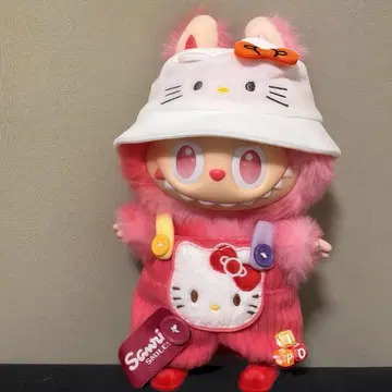 한정판: 라부부 labubu 헬로키티 옷 갈아입히기 봉제인형 2종 세트