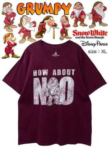 Grumpy The Seven Dwarfs XL 버건디 USA 구제 의류