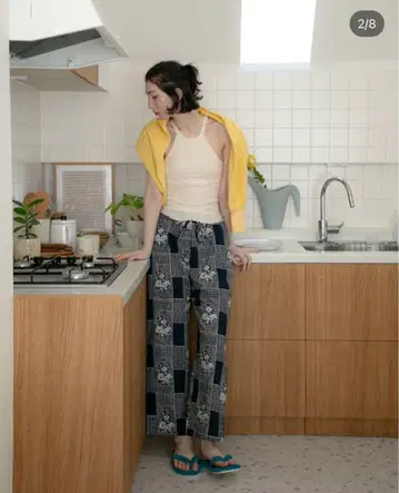 PUR block print pants 이케다 이즈미