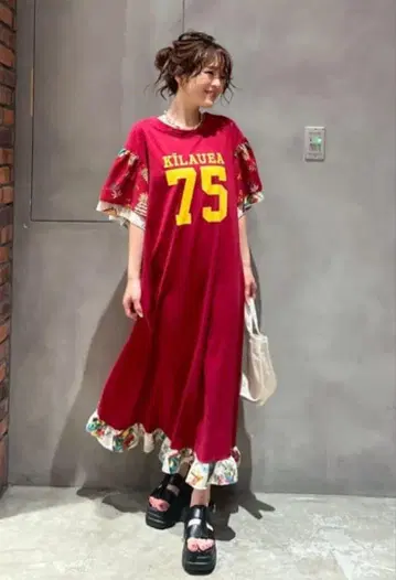 로데오 크라운 도킹 알로하 티어드 롱 원피스