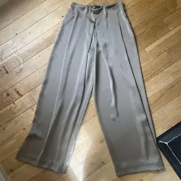 ZARA 새틴 골드 베이지 와이드 팬츠 S