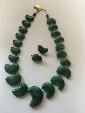 그린 커브 비즈 목걸이 약 40cm 구옥 빅 사이즈