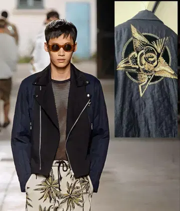 DRIES VAN NOTEN 16SS 자수 더블 라이더 자켓