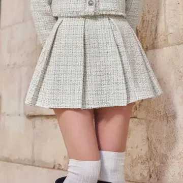 Darich 다리치 박스 플리츠 트위드 미니 스커트 M 미사용 새상품