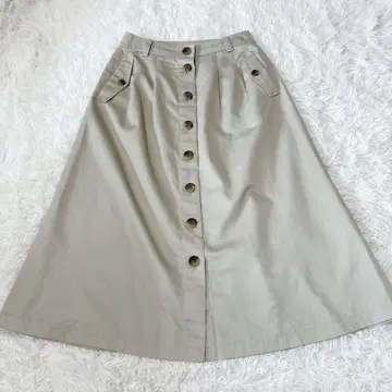 LAURA ASHLEY 로라 애슐리 트렌치 버튼 플레어 스커트 면 린넨