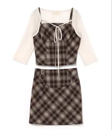 andmary Riri 체크 셋업 brown S 사이즈