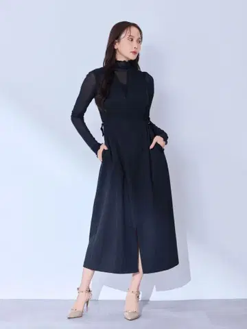 overE 폴리 오버롤 스커트 네이비 U65