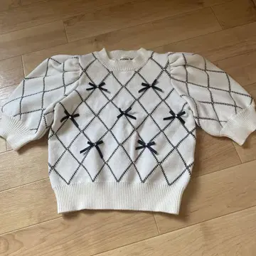 LILY BROWN 비쥬 리본 니트탑