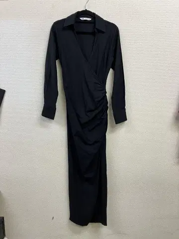 ZARA 린넨 52% 스트레치 플럼 드레이프 롱 원피스