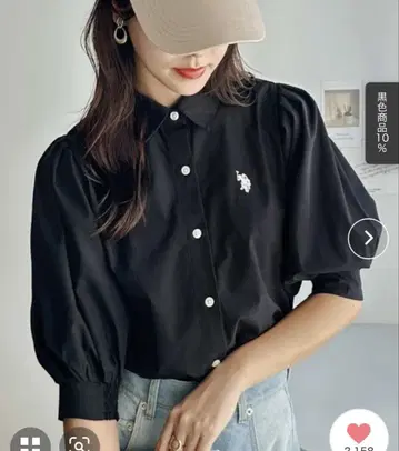 새상품급 U.S.POLO ASSN. 볼륨 셔츠 블라우스 블랙 M