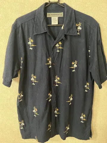 billabong 빌라봉 알로하 셔츠 네이비 야자수 자수