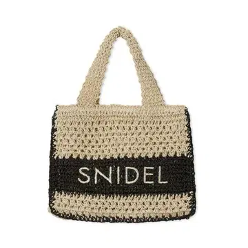 미사용 SNIDEL 패턴 짜임 로고 토트백 아이보리