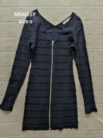 MOUSSY 니트 원피스 S 지퍼 여밈 모에소매