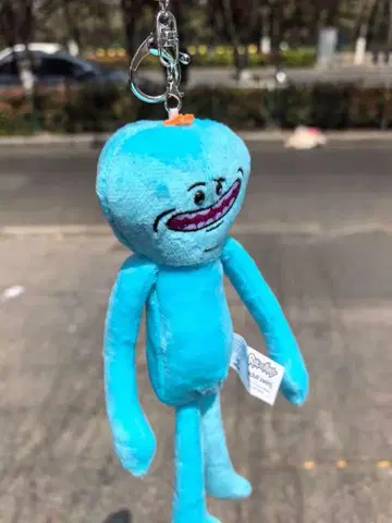 파란 봉제 인형 키링
