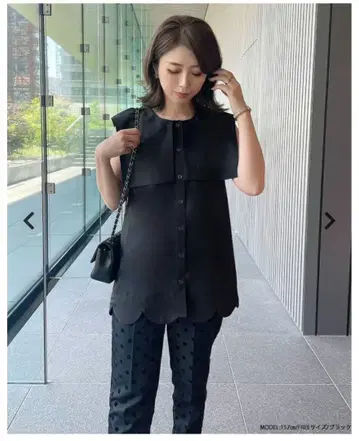 fitmore 세일러 칼라 스캘럽 블라우스 블랙