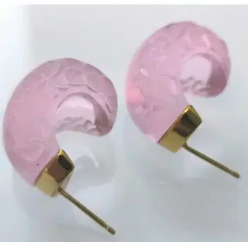 LALIQUE 단종 희귀 라리크 클래식 카티 핑크 후프 귀걸이