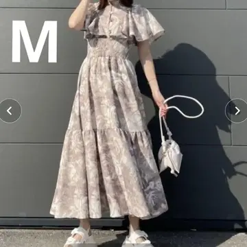 rienda 플레어 슬리브 페인트 플라워 원피스