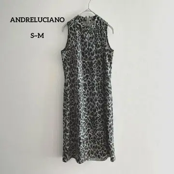 ANDRELUCIANO 레오파드 무늬 슬리브리스 원피스 실버 S~M
