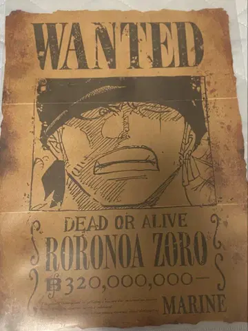 ONEPIECE 원피스 로로노아 조로 Wanted 포스터