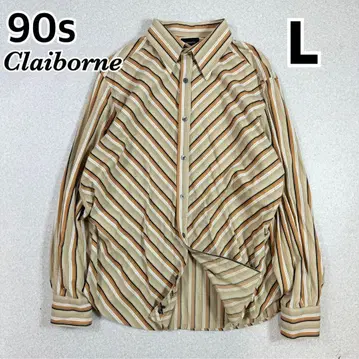 구제 의류 클레이본 Claiborne 멀티 스트라이프 긴팔 셔츠 L 상당