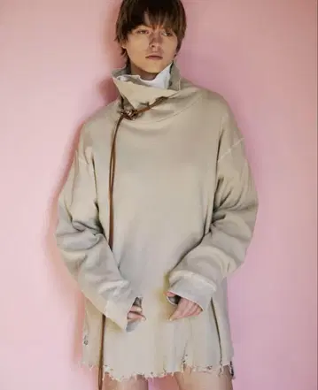 ancellm 데미지 와플 터틀넥 티셔츠 size1