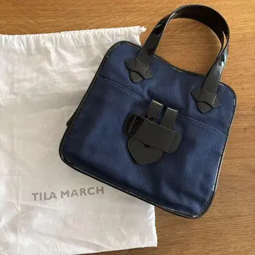 새상품급 Tila March 캔버스 백 네이비, 보관 주머니 포함